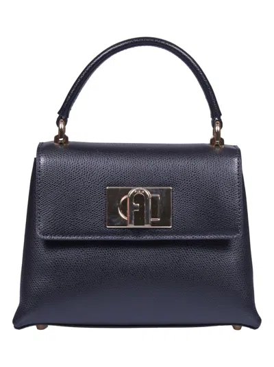 Furla 1927 Black Leather Bag In Grey