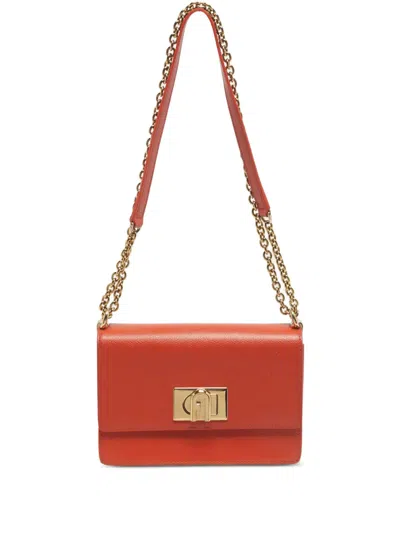 Pre-owned Furla 1927 Clasp-fastening Leather Mini Bag In Orange