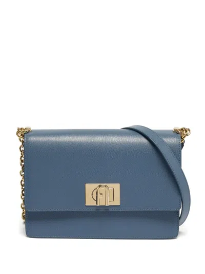 Pre-owned Furla 1927 Flap Chain Shoulder Bag In Blue