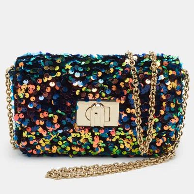 Pre-owned Furla 1927 Flap Mini Multicolor Sequins Shoulder Bag