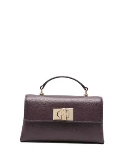 Furla 1927 Grained Leather Tote Bag In Purple