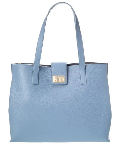 Furla 1927 Large 36 Soft Leather Tote In Blue