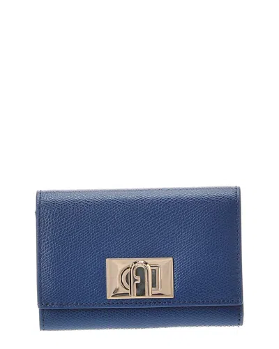 Furla 1927 Leather Compact Wallet In Blue