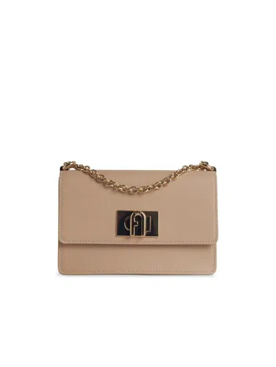 Furla '1927' Leather Crossbody Bag Nude In Beige