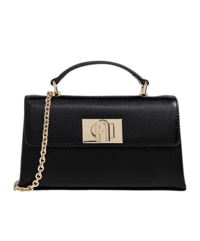 Furla 1927 Mini Bag Nero Black Textured Leather Woman