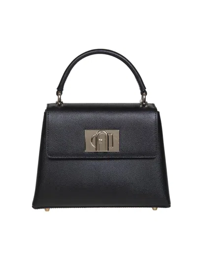 Furla Leather Mini Bag With Detachable Strap And Metal Hardware In Black