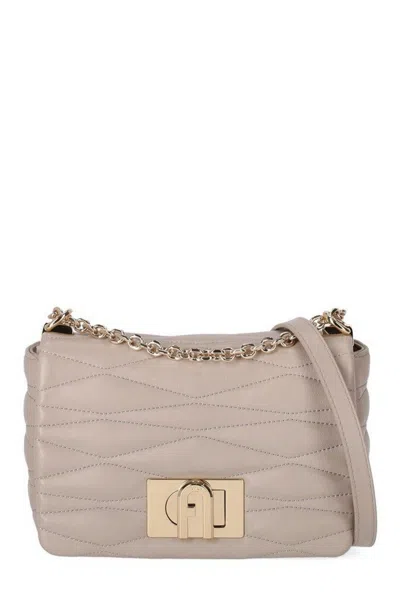 Furla 1927 Quilted Small Shoulder Bag In Neutral
