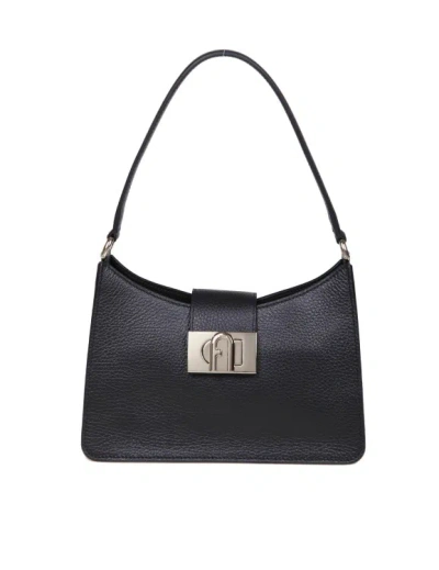 Furla 1927 S Shoulder Bag In Black Soft Leather