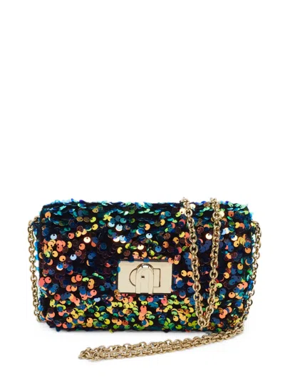 Pre-owned Furla 1927 Sequin-embellished Shoulder Bag In Black