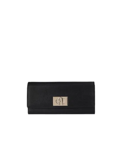 Furla 1927 Series Of Grain Effect Wallets In Black