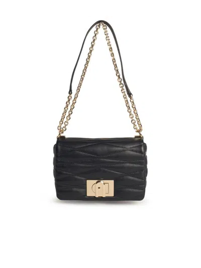 FURLA 1927' SMALL BLACK LEATHER CROSSBODY BAG