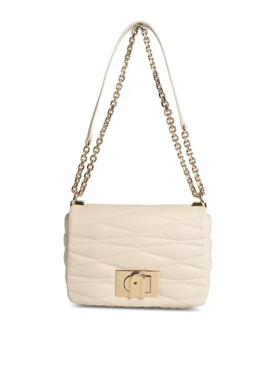 Furla 1927 Small Crossbody Bag In Cream Leather In White