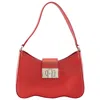 Furla 1927 S Shoulder Bag Wave Woman Handbag Garnet Size - Calfskin In Red