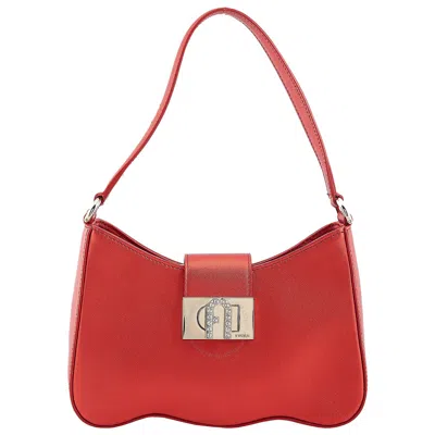 Furla 1927 S Shoulder Bag Wave Woman Handbag Garnet Size - Calfskin In Red