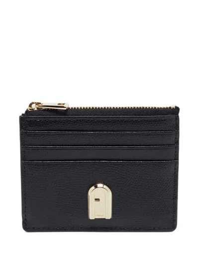 Pre-owned Furla 1927 Zip Card Holder In Black