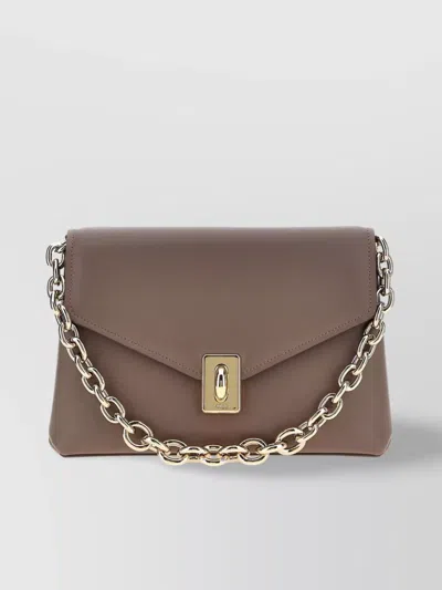 Furla Adjustable Chain Strap Shoulder Bag With Gold-tone Hardware In Gray