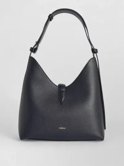 Furla Adjustable Leather Shoulder Bag With Gold Hardware In Blue