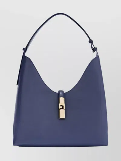 Furla Adjustable Strap Shoulder Bag With Gold-tone Hardware In Blue