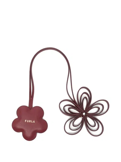 Furla Allegra Flower Charm In Burgundy