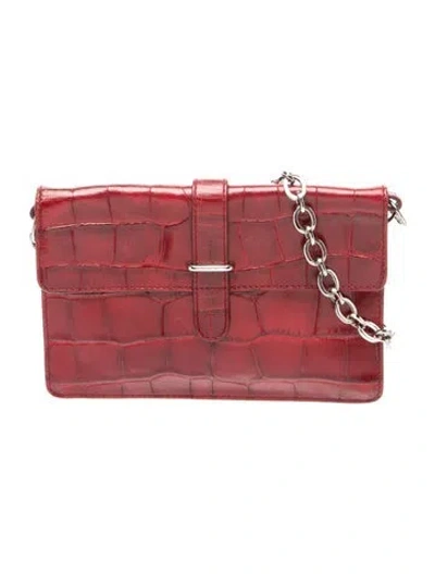 Pre-owned Furla Alligator Clutch In Red