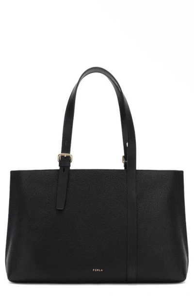 Furla Althea Leather Zip Tote Bag In Black
