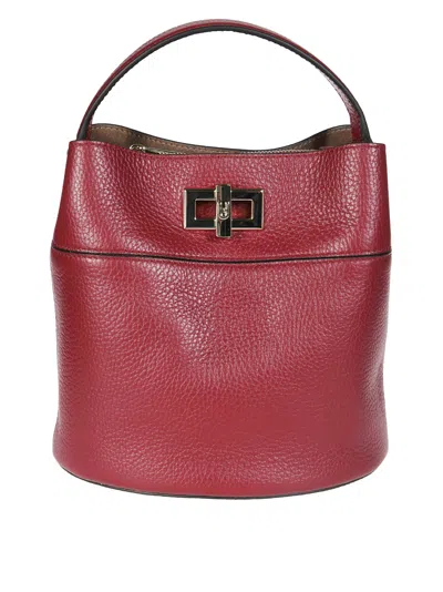 Furla Amelia Textured Leather Mini Bucket Bag In Red
