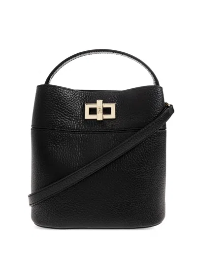 Furla Amelia Top-handle Leather Mini Bag In Black