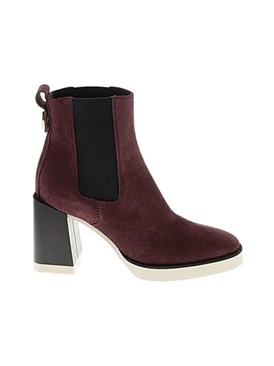 Pre-owned Furla Ankle Boots In Burgundy