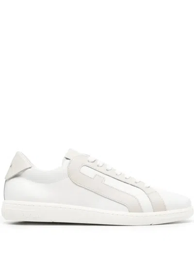 Furla Arch-motif Leather Sneakers In White