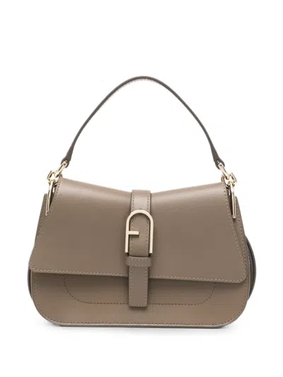 Furla Arch-logo Leather Shoulder Bag In Brown
