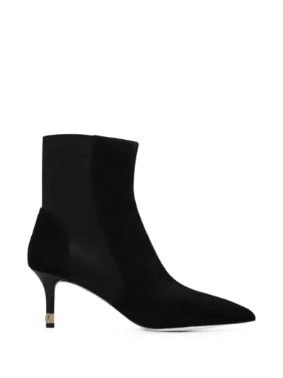 Furla Aria Ankle Boots Gold Detail Stiletto In Black