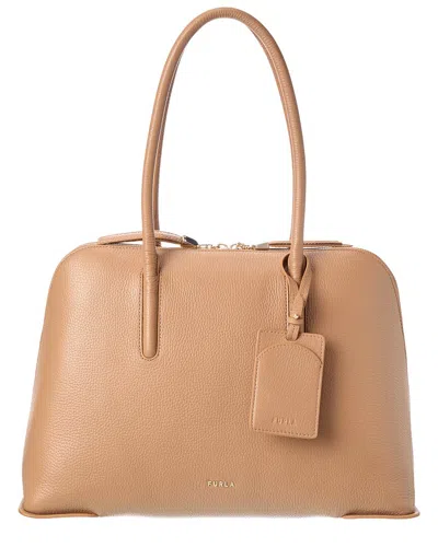 Furla Atmosfera Large Leather Dome In Neutral