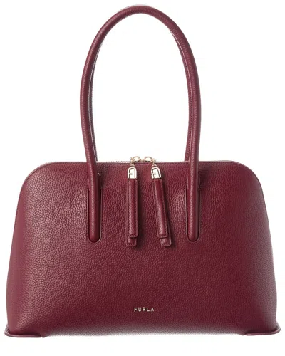 Furla Atmosfera Leather Dome In Burgundy