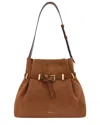 Furla Aura Leather Drawstring In Brown