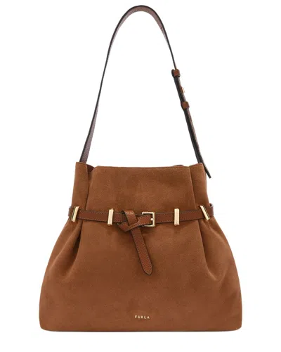 Furla Aura Leather Drawstring In Brown