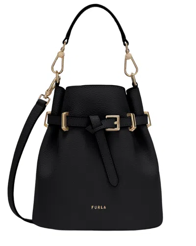 Furla Aura Leather Mini Bag In Black