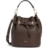 Furla Aura Mini Drawstring Leather Bucket Bag In Brown