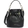 Furla Aura Mini Drawstring Leather Bucket Bag In Nero