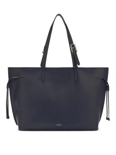 Furla Ava Calf Leather Large Tote With Zip Bag In Blue