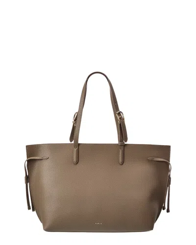 Furla Ava Tote L Muddy Gray Grey Double Pebble Calf Leather Woman In Grigio