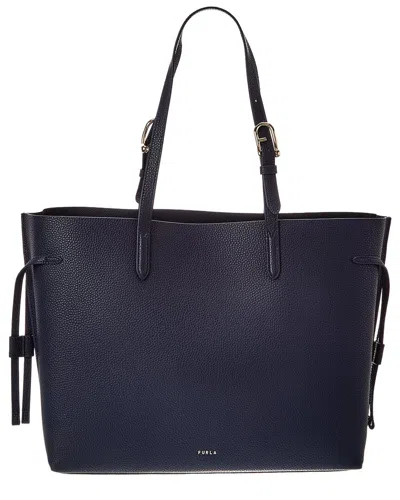 Furla Ava Leather Tote In Blue
