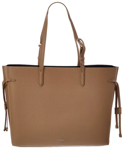 Furla Ava Leather Tote In Brown
