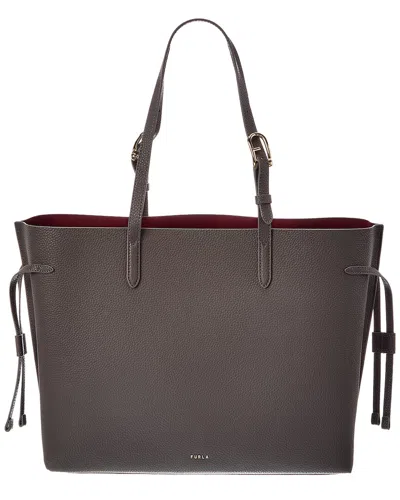 Furla Ava Leather Tote In Gray