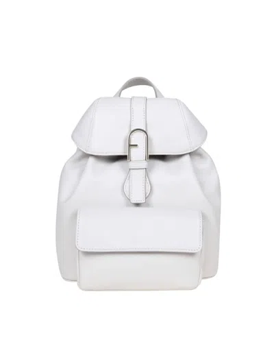 Furla Flow Leather Backpack In Marshmallow