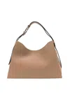 Furla Light Brown Textured Leather Shoulder Bag In Brown