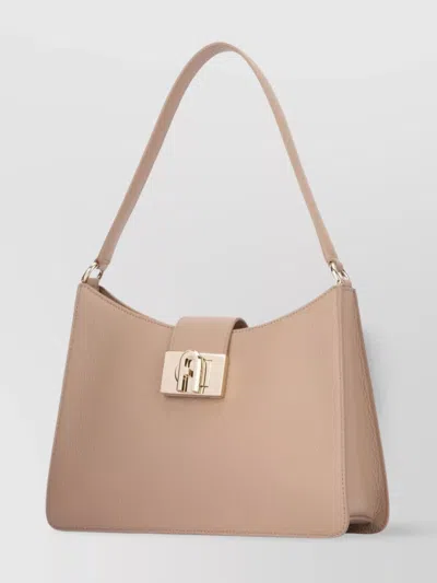 Furla Bag With Adjustable Shoulder Strap And Grained Texture In Brown