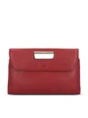 Furla Logo Engraved Medium Clutch Bag In Red