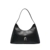 Furla Logo-plaque Leather Shoulder Bag In Black