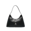 Furla Logo-plaque Leather Shoulder Bag In Black