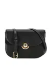 Furla Smooth Black Calf Leather Foldover Top Bag In Black